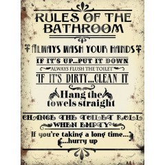 Rules Of The Bathroom Metal Sign 400 x300mm