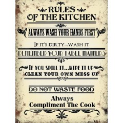 Rules Of The Kitchen Metal Sign 400 x300mm