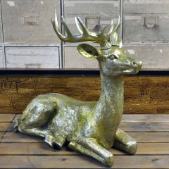 21ins GOLD SPARKLE SITTING STAG