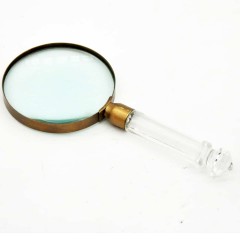 4" ANTIQUE BRASS ACRYLIC MAGNIFYING GLASS