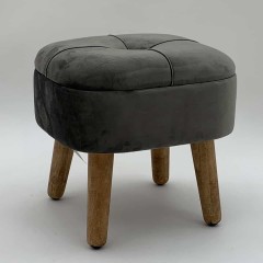 GREY WOODEN STOOL