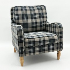 GRANITE GREY CHECK FABRIC ARM CHAIR