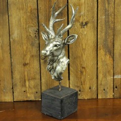 ANTIQUE SILVER DEER ON STAND