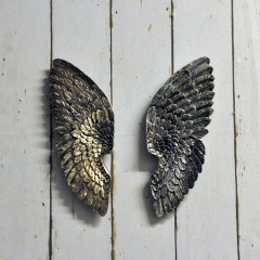 37CM ANTIQUE SILVER LEFT / RIGHT WINGS