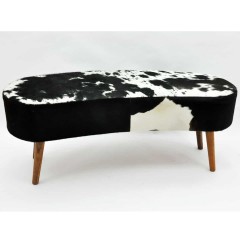 BLACK AND WHITE COW-HIDE BENCH 48x120x50cm