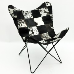 BLACK AND WHITE COW-HIDE BUTTERFLY CHAIR