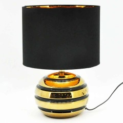 37CM BLACK AND GOLD LAMP AND SHADE