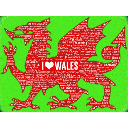 I Love Wales Metal Sign 400 x300mm