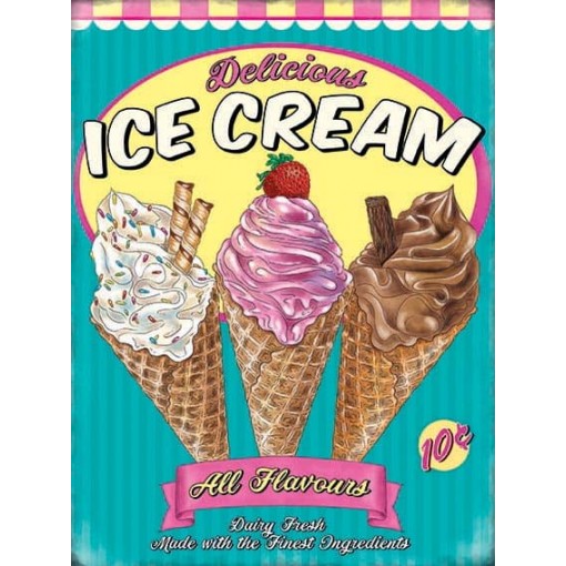 Delicious Ice Cream Metal Sign 400 x300mm