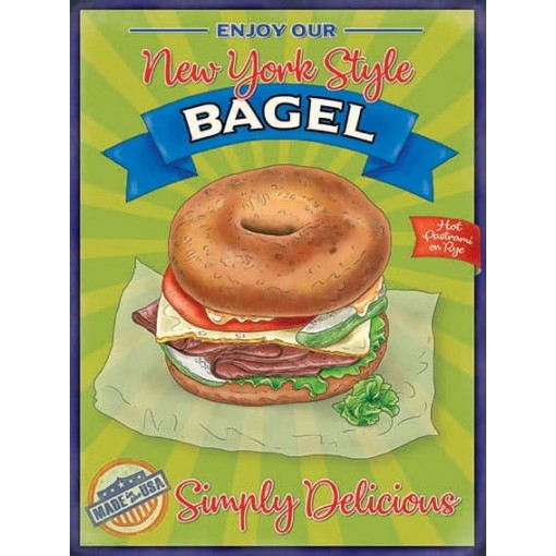 New York Style Bagel Metal Sign 400 x300mm