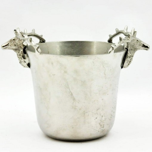 13" ICE BUCKET WITH STAG HEAD HANDLES