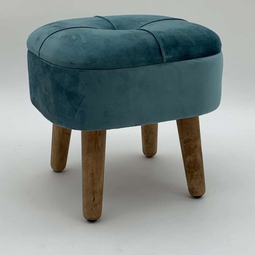 BLUE WOODEN STOOL