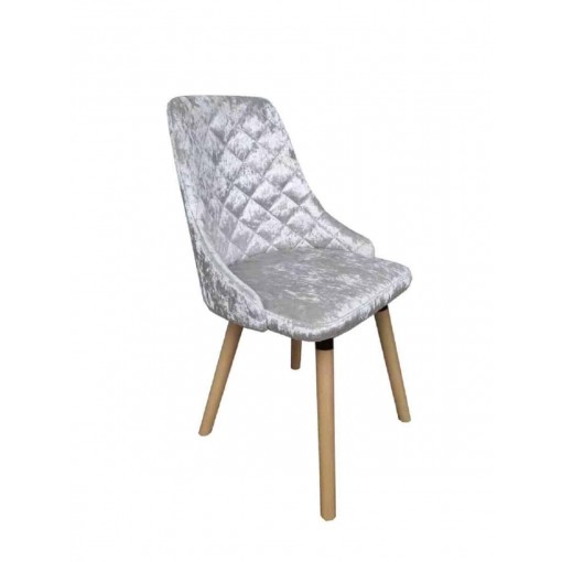 ICE CRUSHED VELVET DINING CHAIR-NATURAL LE