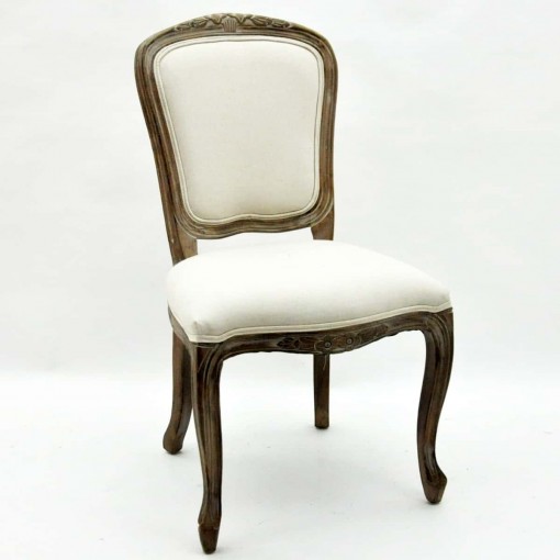 NATURAL FR TAUPE FABRIC LOUIS CHAIR
