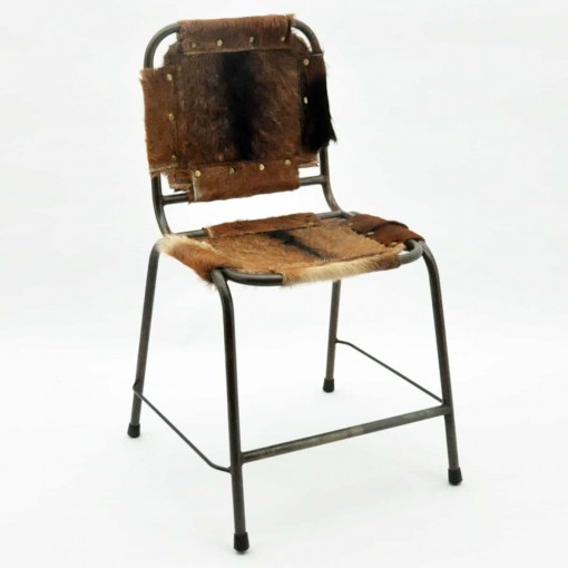 87X52X55CM BROWN COW LEATHER DINING CHAIR