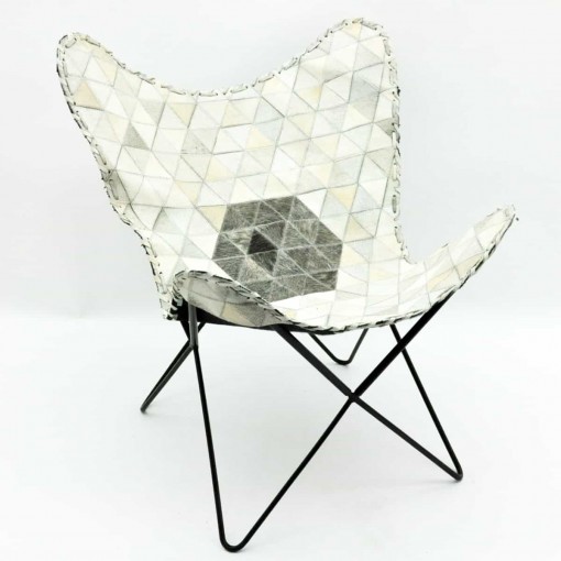GREY COW-HIDE BUTTERFLY CHAIR