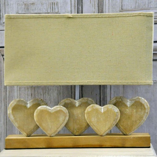 36CM WASHED WOOD FIVE HEART LAMP