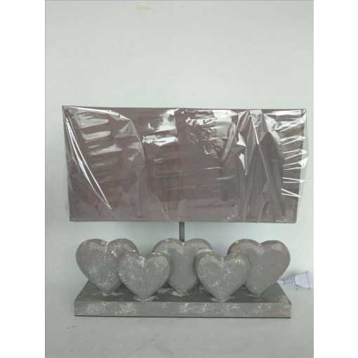 36CM GREY WASHED WOOD FIVE HEART LAMP