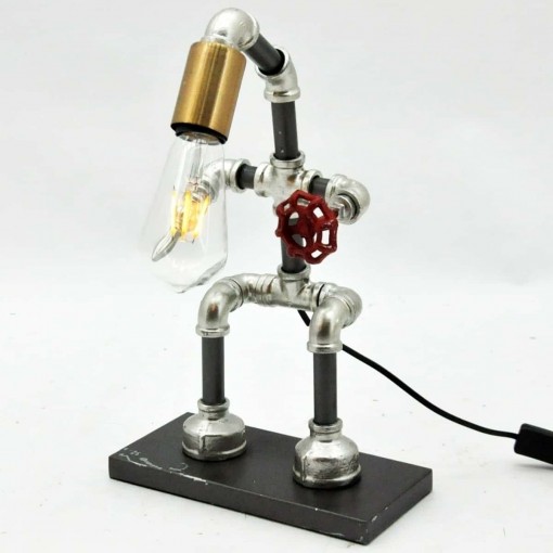41CM METAL INDUSTRIAL PIPPING TABLE LAMP