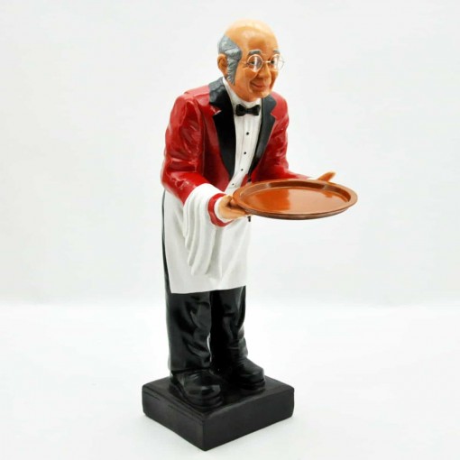 90CM OLD MAN WAITER WITH TRAY